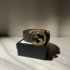 Gucci Black and Gold Men's Belt